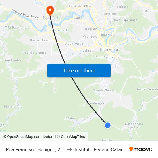 Rua Francisco Benígno, 236-278 to Instituto Federal Catarinense map