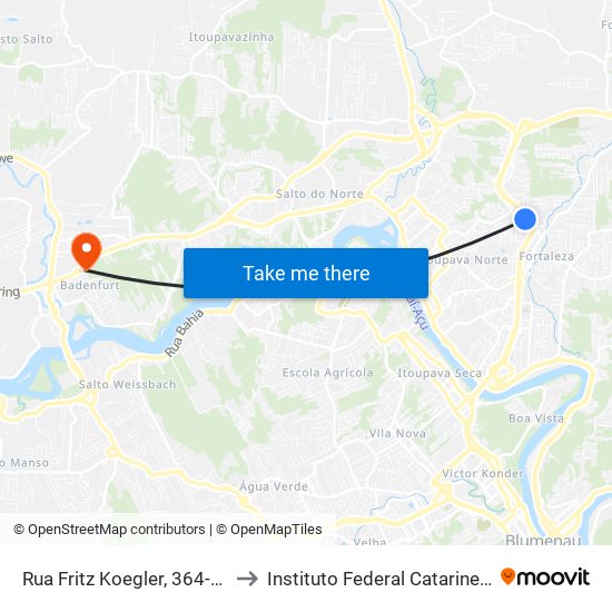 Rua Fritz Koegler, 364-412 to Instituto Federal Catarinense map