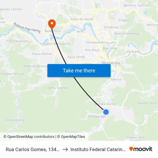 Rua Carlos Gomes, 134-154 to Instituto Federal Catarinense map
