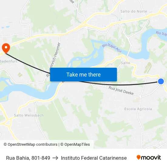 Rua Bahia, 801-849 to Instituto Federal Catarinense map