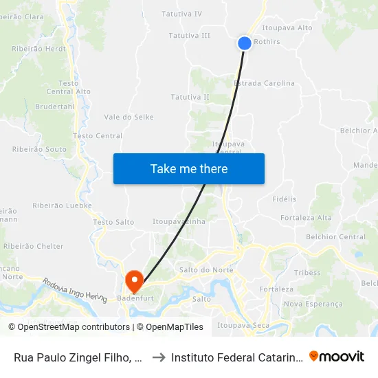 Rua Paulo Zingel Filho, 2-202 to Instituto Federal Catarinense map