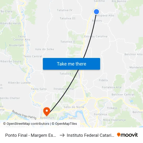 Ponto Final - Margem Esquerda to Instituto Federal Catarinense map