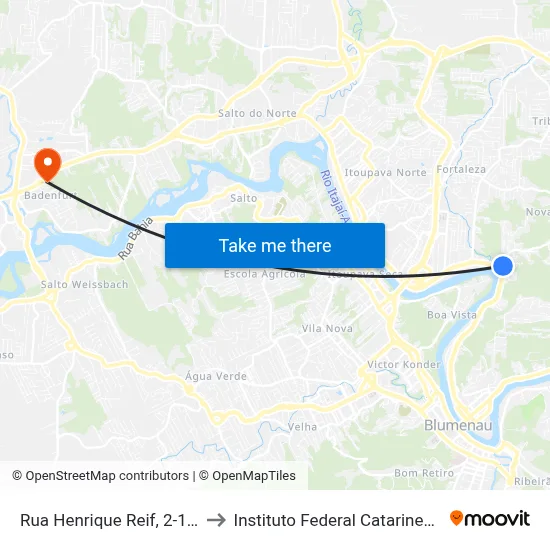 Rua Henrique Reif, 2-170 to Instituto Federal Catarinense map