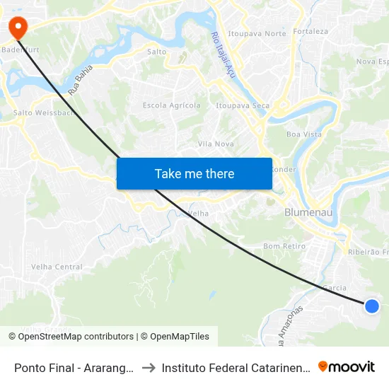 Ponto Final - Araranguá to Instituto Federal Catarinense map
