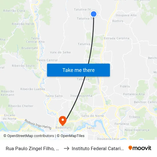 Rua Paulo Zingel Filho, 23091 to Instituto Federal Catarinense map