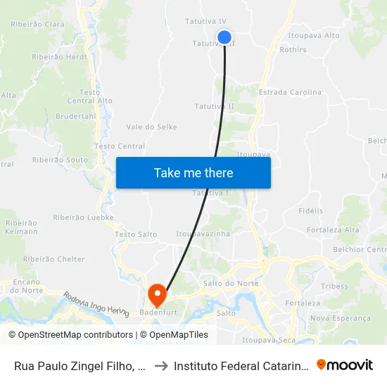 Rua Paulo Zingel Filho, 2939 to Instituto Federal Catarinense map