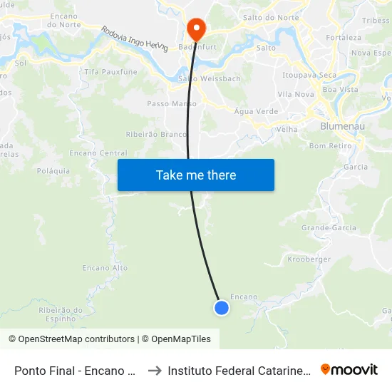 Ponto Final - Encano Alto to Instituto Federal Catarinense map