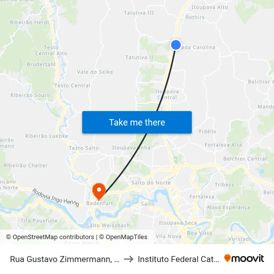 Rua Gustavo Zimmermann, 7412-7682 to Instituto Federal Catarinense map
