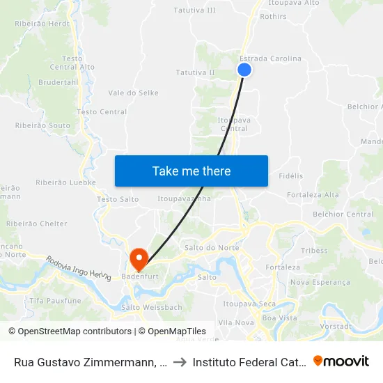 Rua Gustavo Zimmermann, 6860-6930 to Instituto Federal Catarinense map