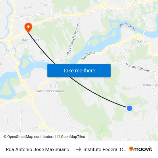 Rua Antônio José Maximiano Vieira, 118-278 to Instituto Federal Catarinense map