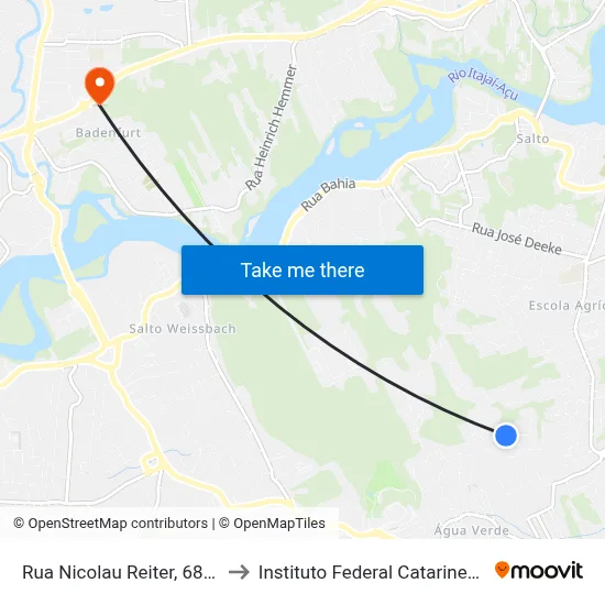 Rua Nicolau Reiter, 68-90 to Instituto Federal Catarinense map