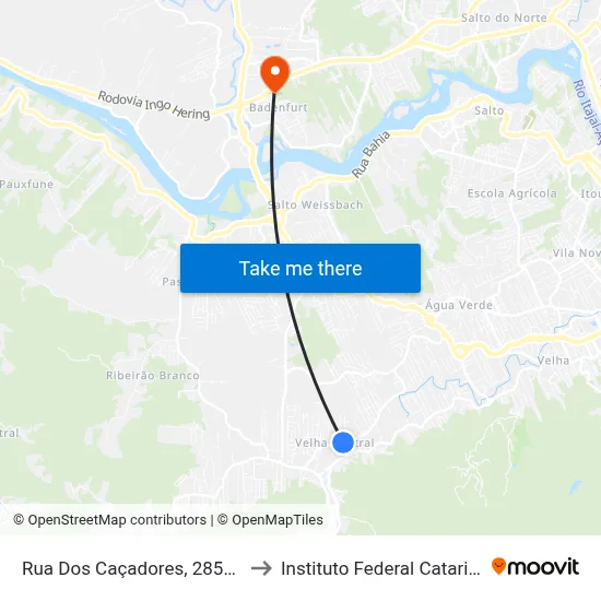 Rua Dos Caçadores, 2852-2954 to Instituto Federal Catarinense map