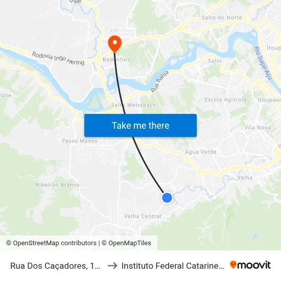 Rua Dos Caçadores, 1967 to Instituto Federal Catarinense map