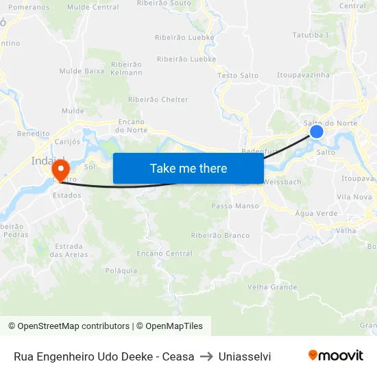 Rua Engenheiro Udo Deeke - Ceasa to Uniasselvi map