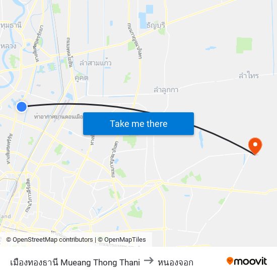 เมืองทองธานี Mueang Thong Thani to หนองจอก map