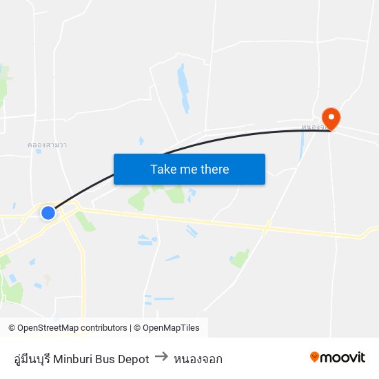 อู่มีนบุรี Minburi Bus Depot to หนองจอก map