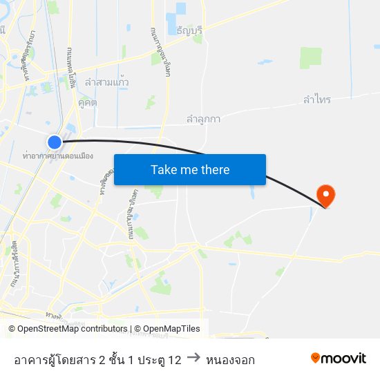 อาคารผู้โดยสาร 2 ชั้น 1 ประตู 12 to หนองจอก map