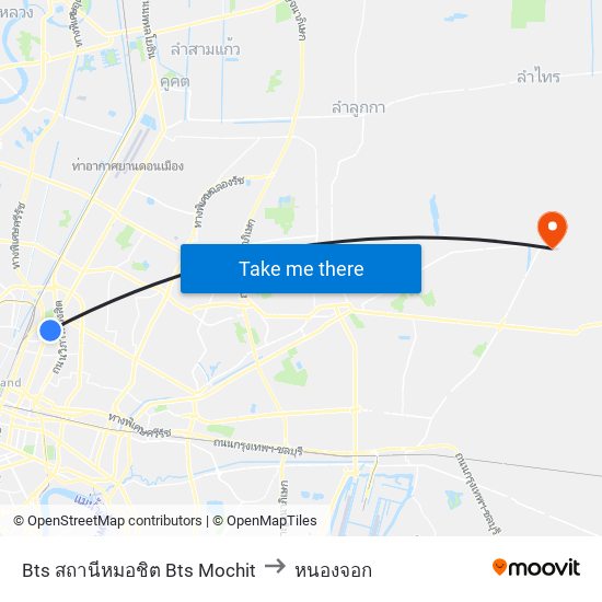 Bts สถานีหมอชิต Bts Mochit to หนองจอก map