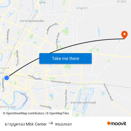 มาบุญครอง Mbk Center to หนองจอก map