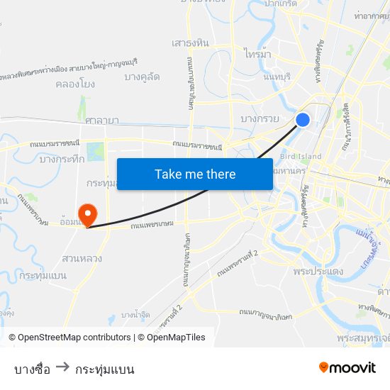 บางซื่อ to กระทุ่มแบน map