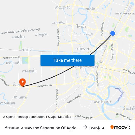 ข้ามแยกเกษตร the Separation Of Agriculture to กระทุ่มแบน map