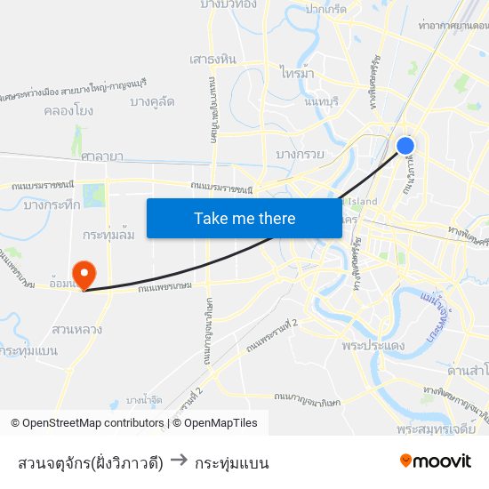 สวนจตุจักร(ฝั่งวิภาวดี) to กระทุ่มแบน map