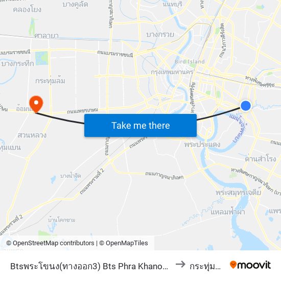 Btsพระโขนง(ทางออก3) Bts Phra Khanong (Exit 3) to กระทุ่มแบน map