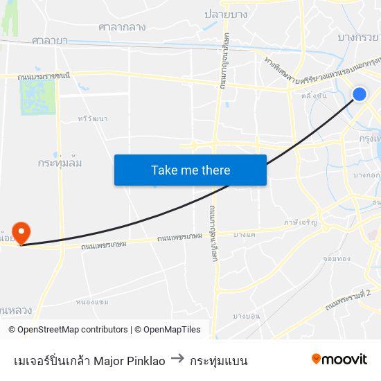 เมเจอร์ปิ่นเกล้า Major Pinklao to กระทุ่มแบน map