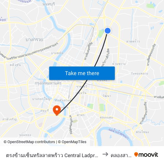 ตรงข้ามเซ็นทรัลลาดพร้าว  Central Ladprao to คลองสาน map