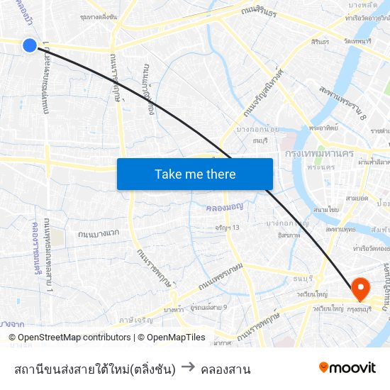 สถานีขนส่งสายใต้ใหม่(ตลิ่งชัน) to คลองสาน map