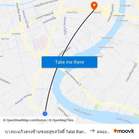 บางปะแก้วตรงข้ามซอยสุขสวัสดิ์ Talat Bang Pra Kaeo to คลองสาน map