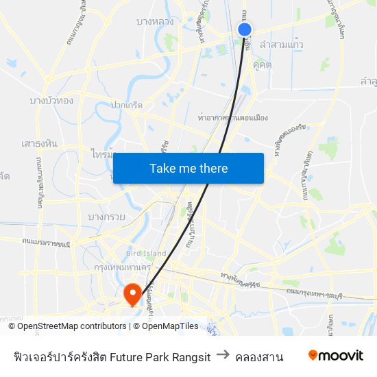 ฟิวเจอร์ปาร์ครังสิต Future Park Rangsit to คลองสาน map