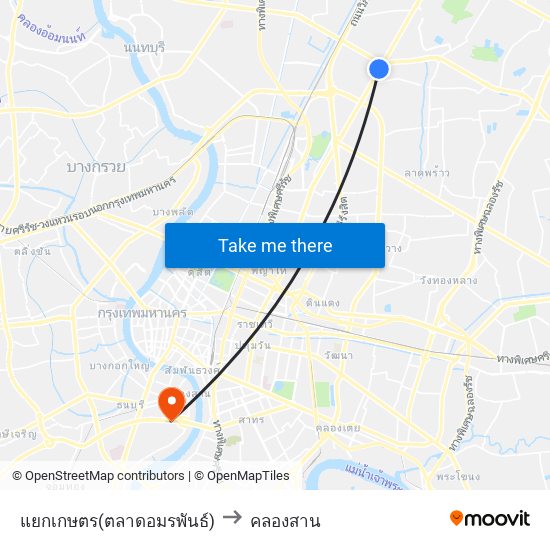 แยกเกษตร(ตลาดอมรพันธ์) to คลองสาน map