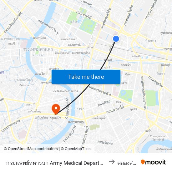 กรมแพทย์ทหารบก Army Medical Department to คลองสาน map