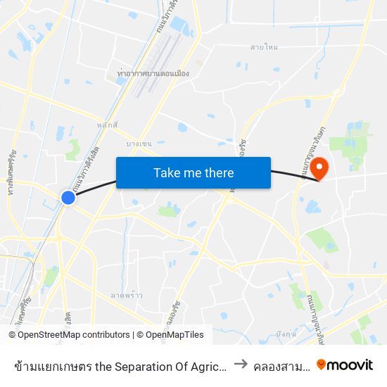 ข้ามแยกเกษตร the Separation Of Agriculture to คลองสามวา map