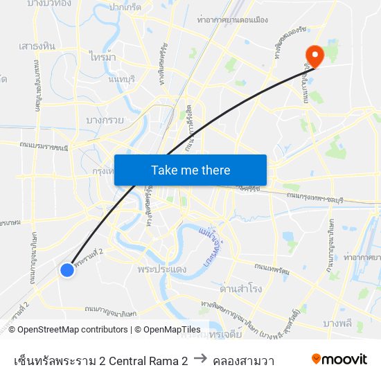 เซ็นทรัลพระราม 2 Central Rama 2 to คลองสามวา map