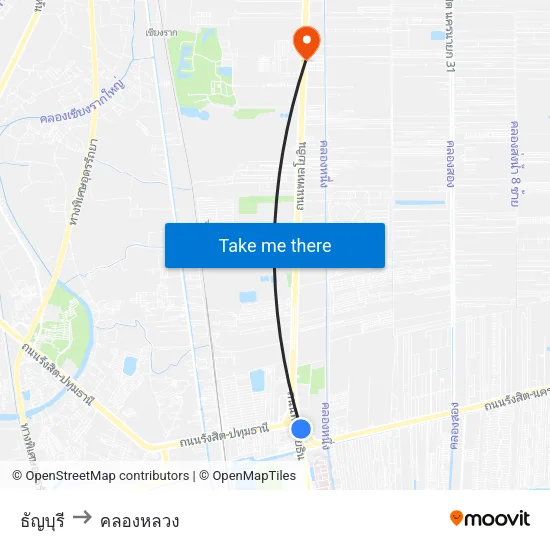 ธัญบุรี to คลองหลวง map
