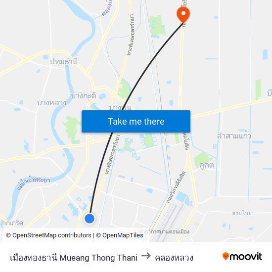 เมืองทองธานี Mueang Thong Thani to คลองหลวง map