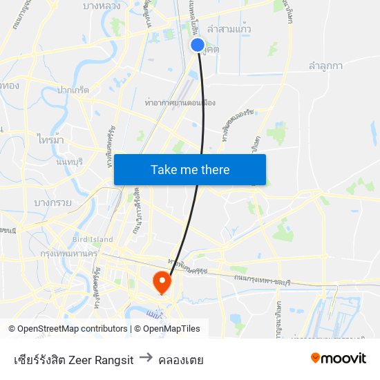 เซียร์รังสิต Zeer Rangsit to คลองเตย map