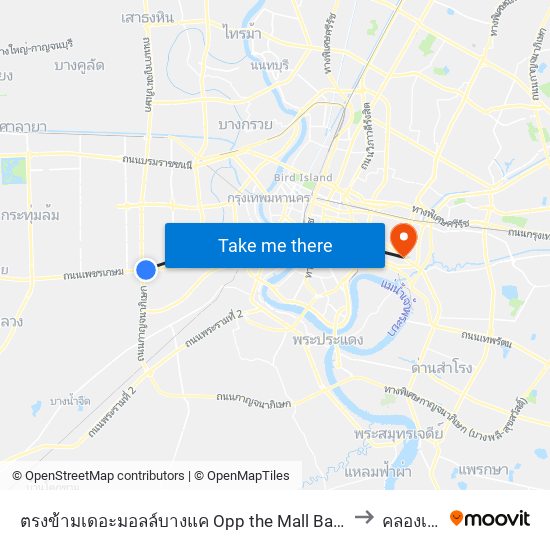 ตรงข้ามเดอะมอลล์บางแค Opp the Mall Bangkae to คลองเตย map