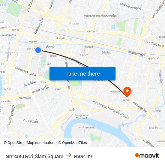 สยามสแควร์ Siam Square to คลองเตย map