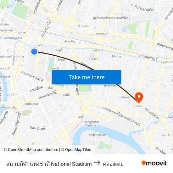 สนามกีฬาแห่งชาติ National Stadium to คลองเตย map