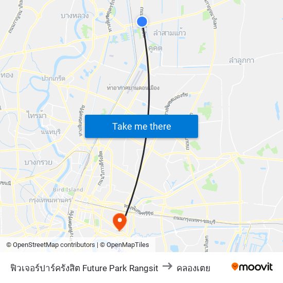 ฟิวเจอร์ปาร์ครังสิต Future Park Rangsit to คลองเตย map