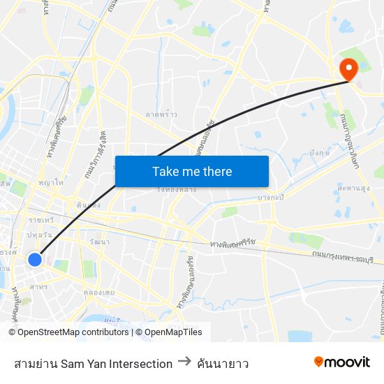 สามย่าน Sam Yan Intersection to คันนายาว map