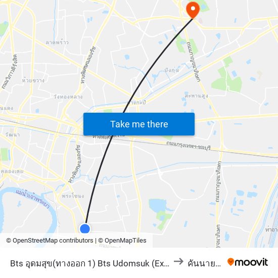 Bts อุดมสุข(ทางออก 1) Bts Udomsuk (Exit 1) to คันนายาว map