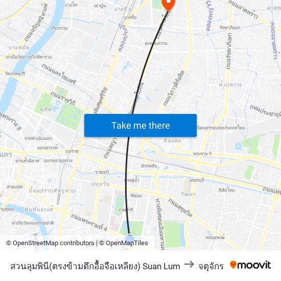 สวนลุมพินี(ตรงข้ามตึกอื้อจือเหลียง) Suan Lum to จตุจักร map