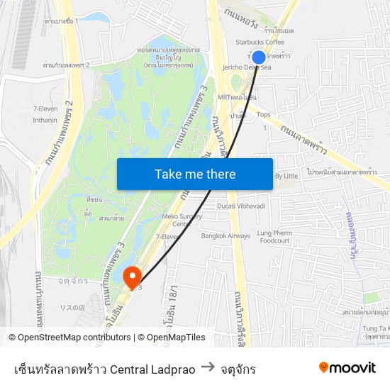 เซ็นทรัลลาดพร้าว Central Ladprao to จตุจักร map