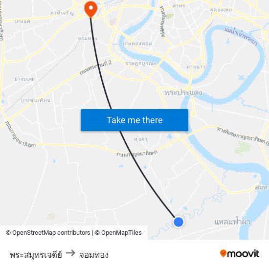 พระสมุทรเจดีย์ to จอมทอง map