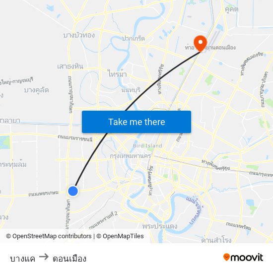 บางแค to ดอนเมือง map