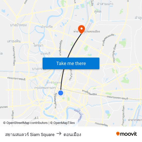 สยามสแควร์ Siam Square to ดอนเมือง map